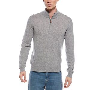 Mette Mens Cashmere 1/4-Zip Mock Neck Sweater, Grey